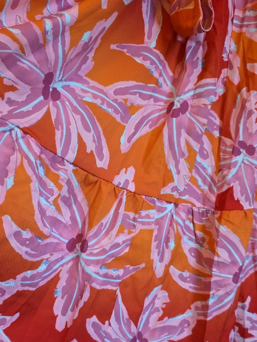 NWT Orange Floral Halter Maxi Dress, Tie Waist and Pockets! - Picture 2 of 5